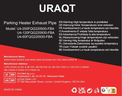 Exhaust Pipe for Parking Heater 60cm Stainless Steel with 2 Clamps Compatible with Diesel Heaters V1188-SAII108-00303-1