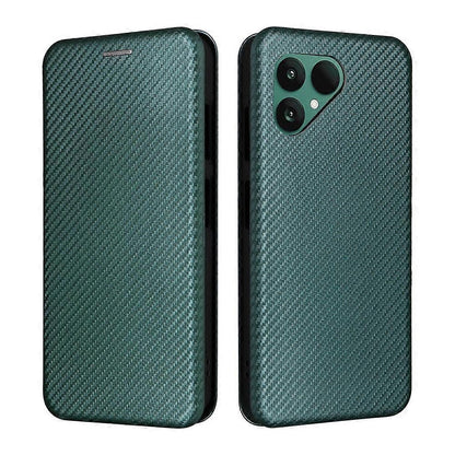 Fairphone 6 Case with Carbon Fiber Texture, Drop-Proof PU Leather Phone Cover Green, Compatible with V1188-SU-FU1025-00540-3