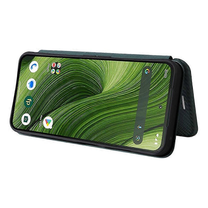 Fairphone 6 Case with Carbon Fiber Texture, Drop-Proof PU Leather Phone Cover Green, Compatible with V1188-SU-FU1025-00540-3