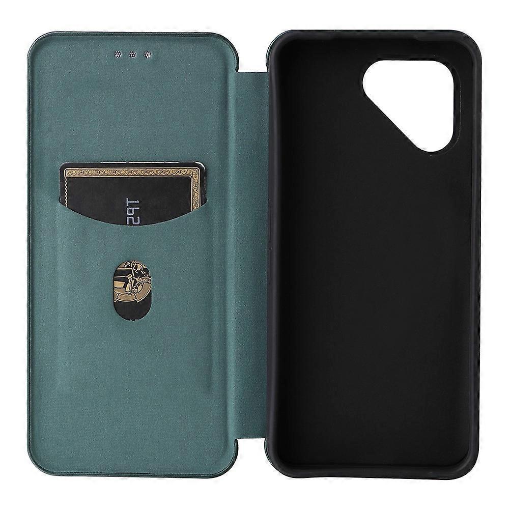Fairphone 6 Case with Carbon Fiber Texture, Drop-Proof PU Leather Phone Cover Green, Compatible with V1188-SU-FU1025-00540-3