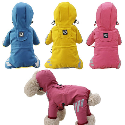 Dog Raincoat Waterproof Pink Hood Jacket Pet Clothing Size L V1188-SU-FY95-00352-5