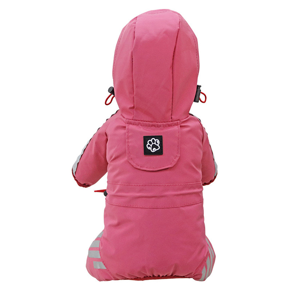Dog Raincoat Waterproof Pink Hood Jacket Pet Clothing Size L V1188-SU-FY95-00352-5