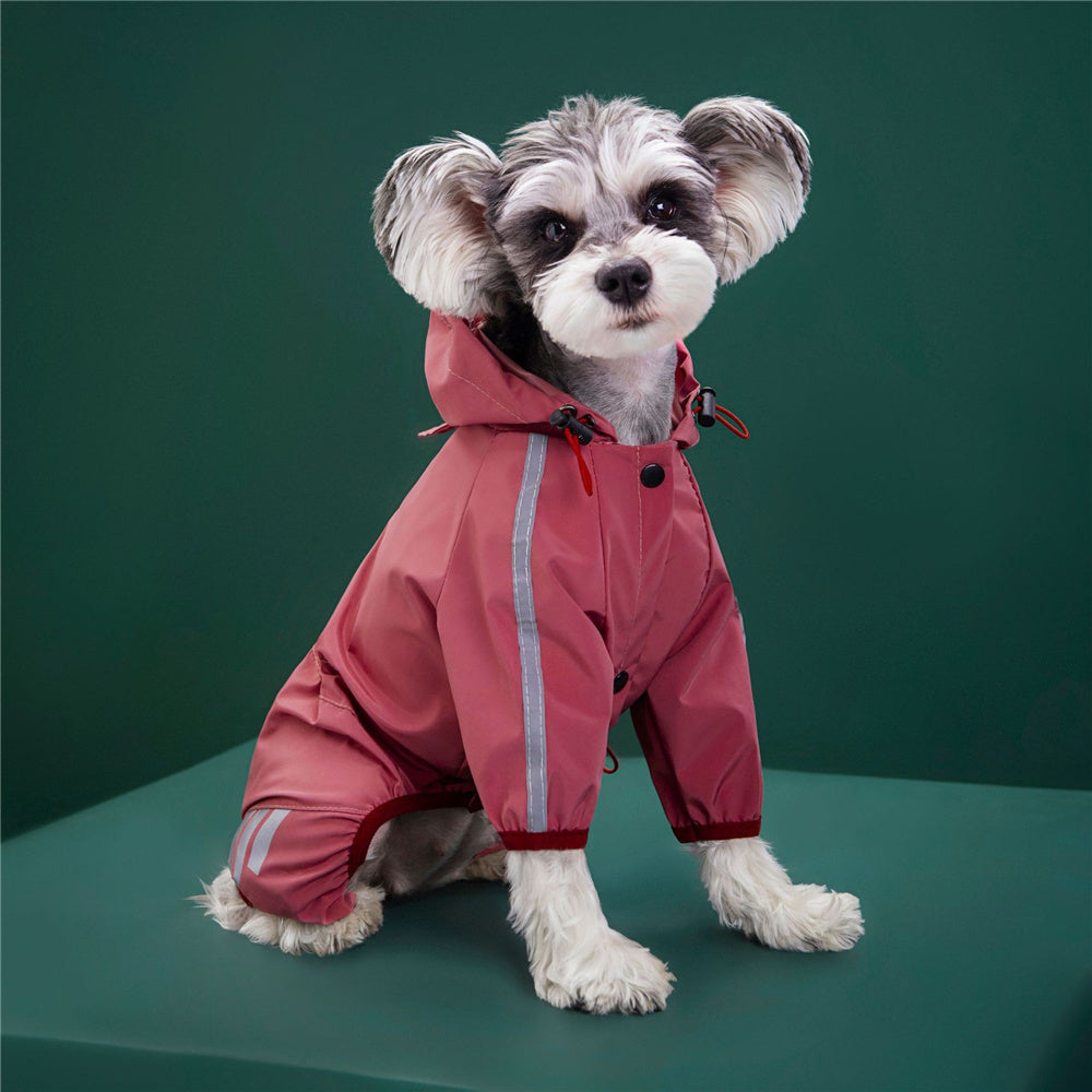 Dog Raincoat Waterproof Pink Hood Jacket Pet Clothing Size L V1188-SU-FY95-00352-5