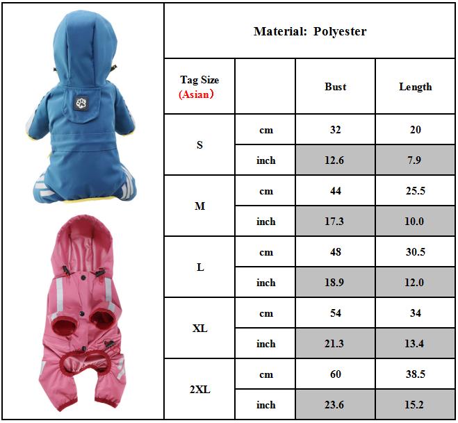 Dog Raincoat Waterproof Pink Hood Jacket Pet Clothing Size L V1188-SU-FY95-00352-5