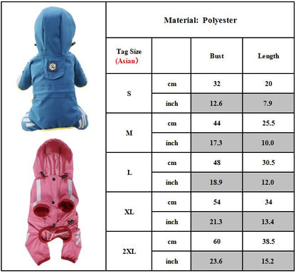 Dog Raincoat Waterproof Pink Hood Jacket Pet Clothing Size L V1188-SU-FY95-00352-5