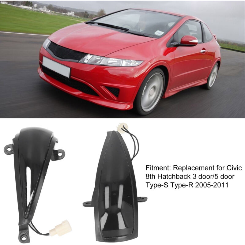 2x Dynamic LED Turn Signal Lights Yellow Mirror Mounted For Civic 8th (2005-2011) by DEBUNS V1188-SU-M919-1302