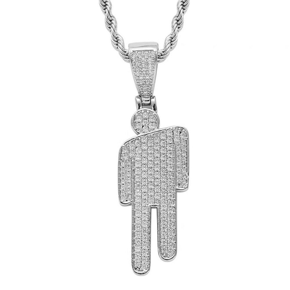 Billie Eilish Necklace for Women, Silver Pendant, Charms V1188-SUFF-00612-1