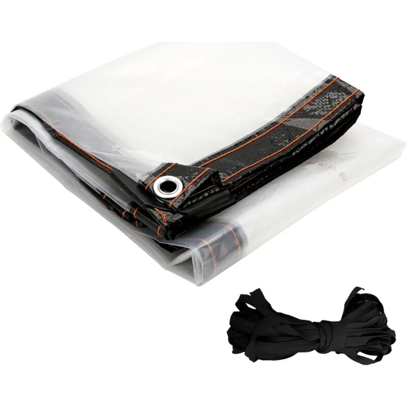 Waterproof Clear PVC Tarpaulin Overlay Panel Roof with Eyelets and Rope 2 x 3m V1188-SUL51-10366-1