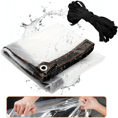 Waterproof Clear PVC Tarpaulin Overlay Panel Roof with Eyelets and Rope 2 x 3m V1188-SUL51-10366-1