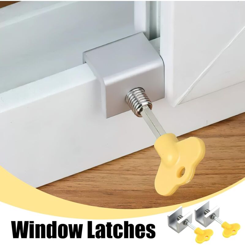 Sliding Window Locks, 4pcs Sliding Window Locks, Adjustable Window Lock for Sliding Doors - Reinforced V1188-SUL51-10438-1