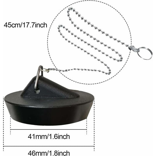 Rubber Sink Stopper with Ball Chain, Universal Stainless Steel Sink Stopper with Hook for Sink or Bathtub V1188-SUL51-16715-1