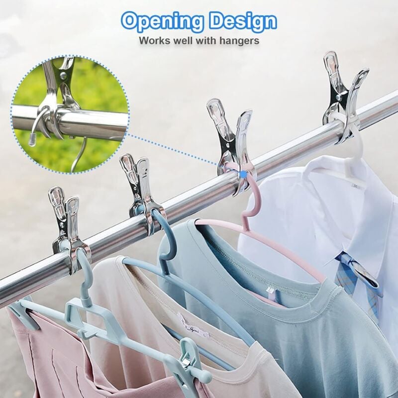 Heavy Duty Stainless Steel Clothes Pegs, Large, 10-Pack, for Sunbeds and Pool Covers V1188-SUL51-18102-1