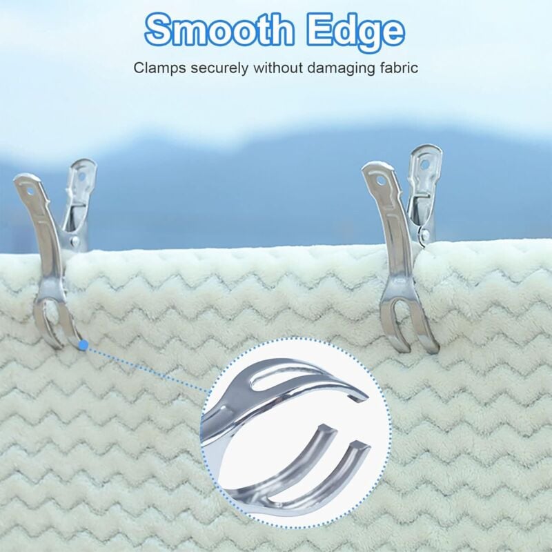 Heavy Duty Stainless Steel Clothes Pegs, Large, 10-Pack, for Sunbeds and Pool Covers V1188-SUL51-18102-1