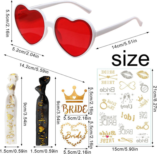 Party Sunglasses Heart Shaped Sunglasses, Bride to Be Heart Glasses Set, JGA Glasses Team Bride Bracelet, V1188-SUUAMZ-00424-2