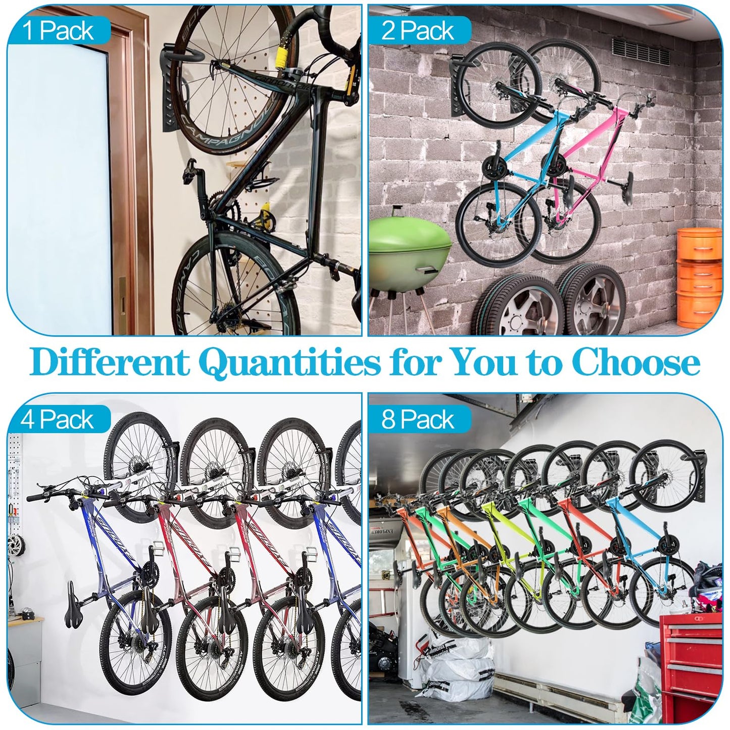 Garage Wall Mounted Bike Rack 2 Pack Heavy Duty Steel Hook Compatible with Oral-B Holds 66 lbs V1188-SX-0011007
