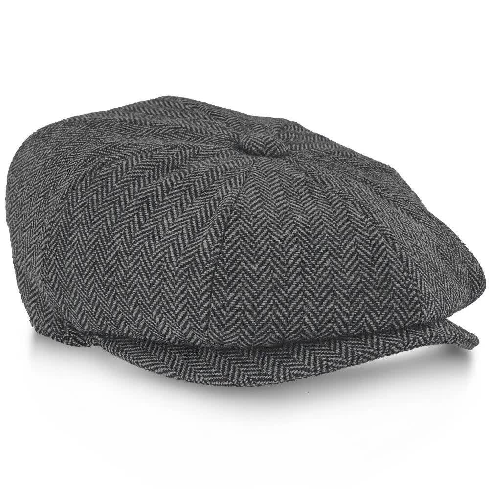 Retro Newsboy Cap Grey Men Octagonal Hat Peaky Blinders Style V1188-TAE-1-187-2