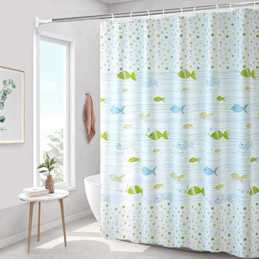 Shower curtain waterproof and mildew-resistant shower curtain fresh fish single curtain 200 width * 240 V1188-TAE-A00207