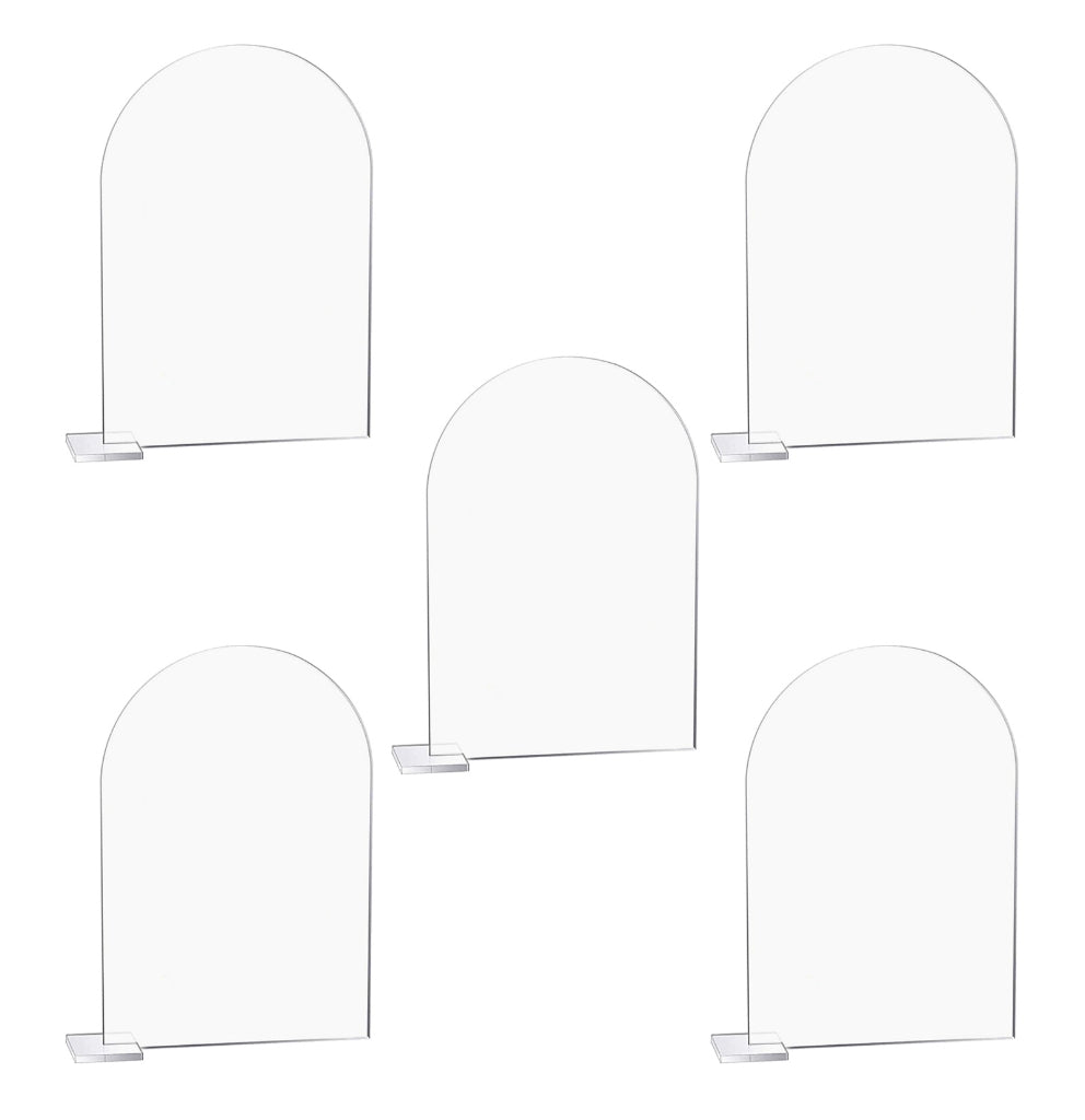 Transparent Acrylic Wedding Table Number Holders - 5-Pack Blank Arched Sign with Stand V1188-TAE41-00288