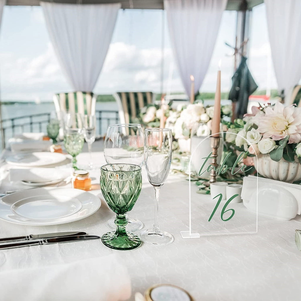 Transparent Acrylic Wedding Table Number Holders - 5-Pack Blank Arched Sign with Stand V1188-TAE41-00288