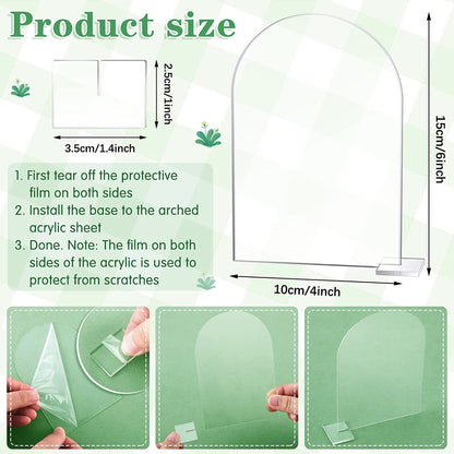 Transparent Acrylic Wedding Table Number Holders - 5-Pack Blank Arched Sign with Stand V1188-TAE41-00288