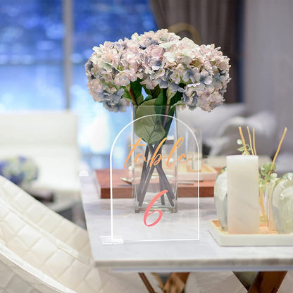 Transparent Acrylic Wedding Table Number Holders - 5-Pack Blank Arched Sign with Stand V1188-TAE41-00288