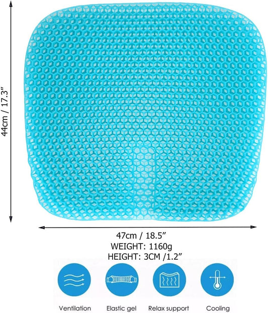 Gel Seat Cushion for Long-Term Sitting, Gel Cushions for Pressure Relief, Double Thick Gel Cushion for V1188-TAL-00936