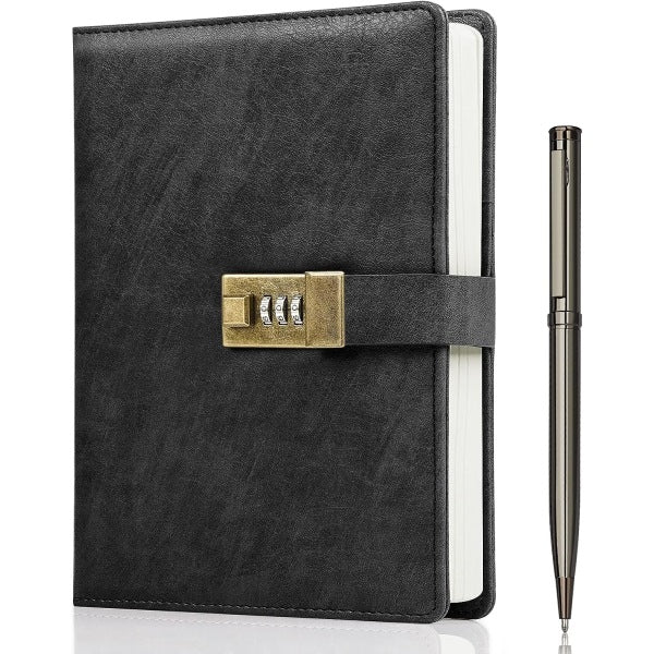 Diary with Lock, A5 PU Leather Journal with Lock, 240 Pages, Vintage Lock Journal Password Protected Notebook V1188-TAL-01016