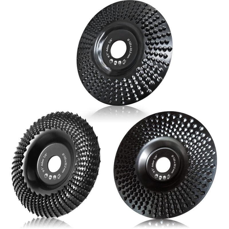 Wood sanding disc 125 mm, 3-piece sanding discs for shaping, sanding and cutting. Wheel for angle grinder, V1188-TAL-01210