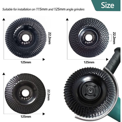 Wood sanding disc 125 mm, 3-piece sanding discs for shaping, sanding and cutting. Wheel for angle grinder, V1188-TAL-01210
