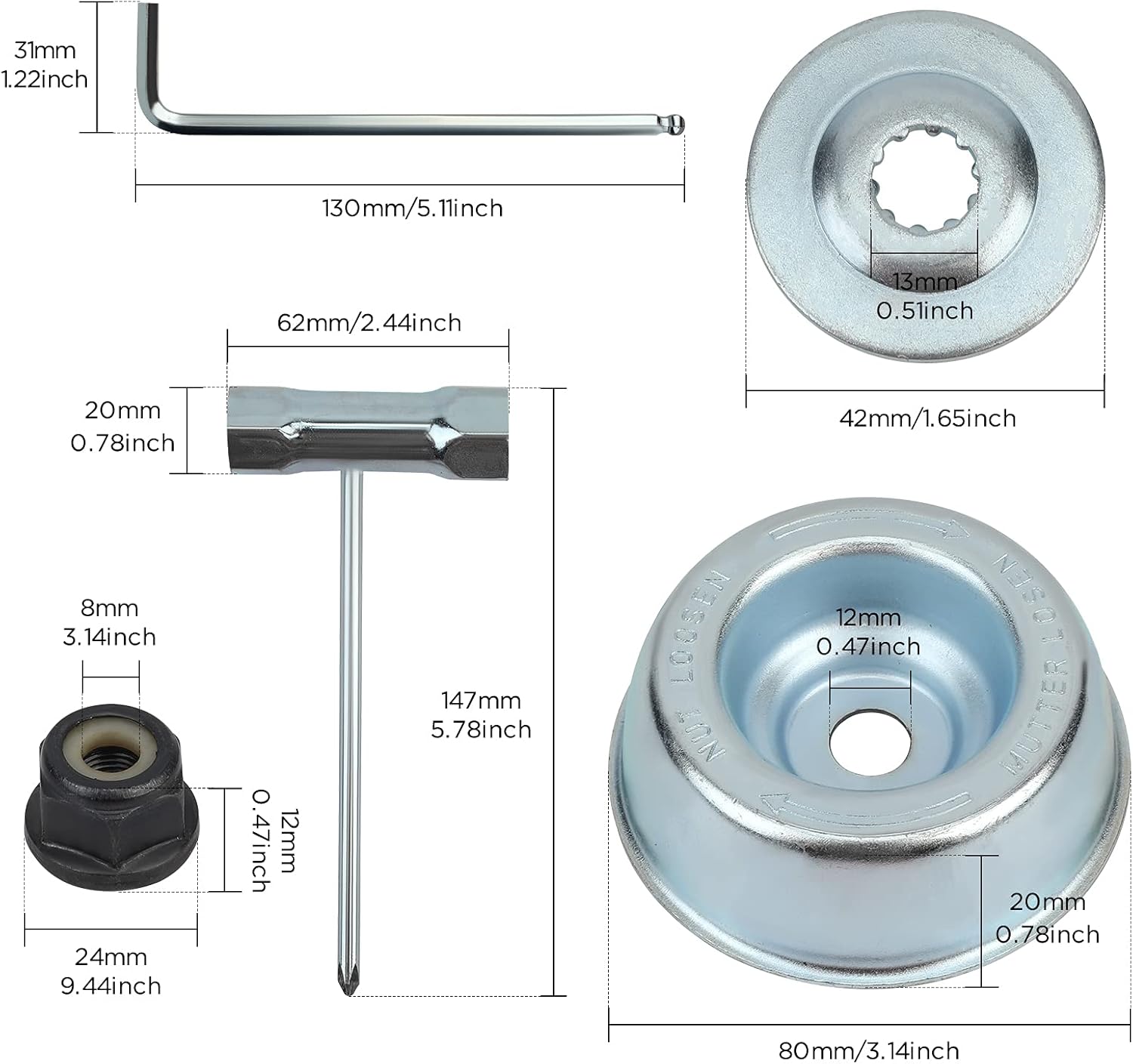 Universal Brushcutter Head Nut Kit, for Stihl Brushcutter FS55 FS V1188-TAL-01803