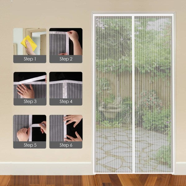 Mosquito Net Door Magnetic Fly Screen Anti-mosquito MYCARBON 80X200CM White V1188-TAL-02001