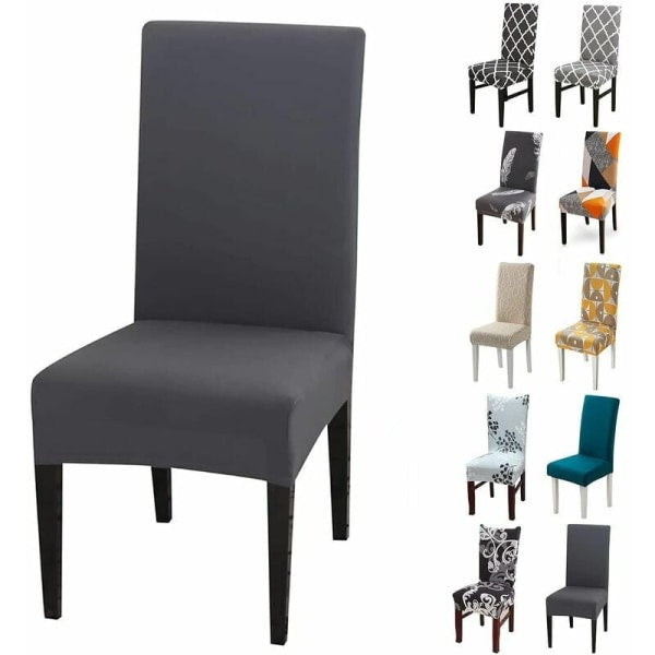 Set of 6 Universal Stretch Chair Covers - Modern - Grey V1188-TAL-02060