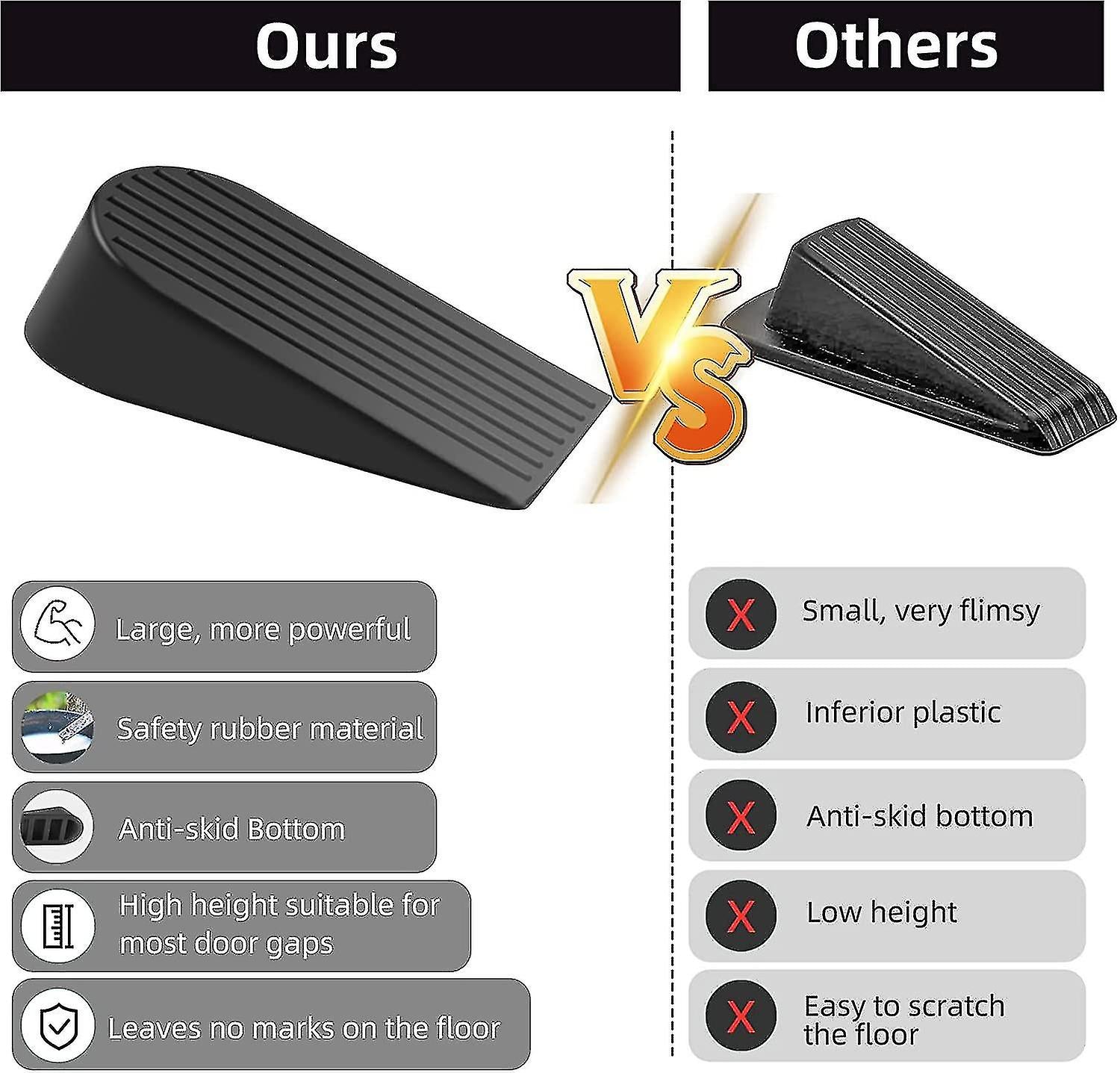 Heavy Duty Extra Large Rubber Door Wedge Stop - Black V1188-TAL-02096