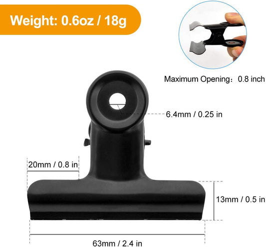 12-pack large black binder paper clips / metal hinge clip Fi V1188-TAL-02347