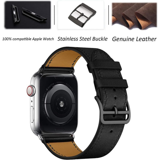 Compatible with Apple Watch Strap 38mm 40mm 41mm Leather Black Brown V1188-TAL-03575