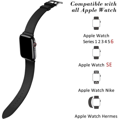 Compatible with Apple Watch Strap 38mm 40mm 41mm Leather Black Brown V1188-TAL-03575