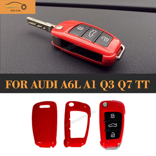 Black ABS Carbon Fiber Car Key Cover Case for Audi A6l A1 Q3 Q7 TT R8 A3 S3 S3 ABS Black V1188-TAL-04232-1