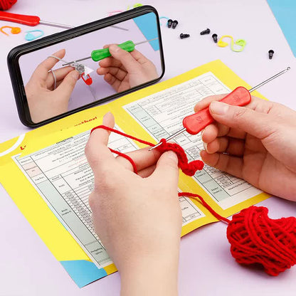 4-Piece DIY Crochet Kit for Animals with Hand Knitting Yarn, Needles, Plush Doll, Easy for Beginners, V1188-TAL-3-386-1