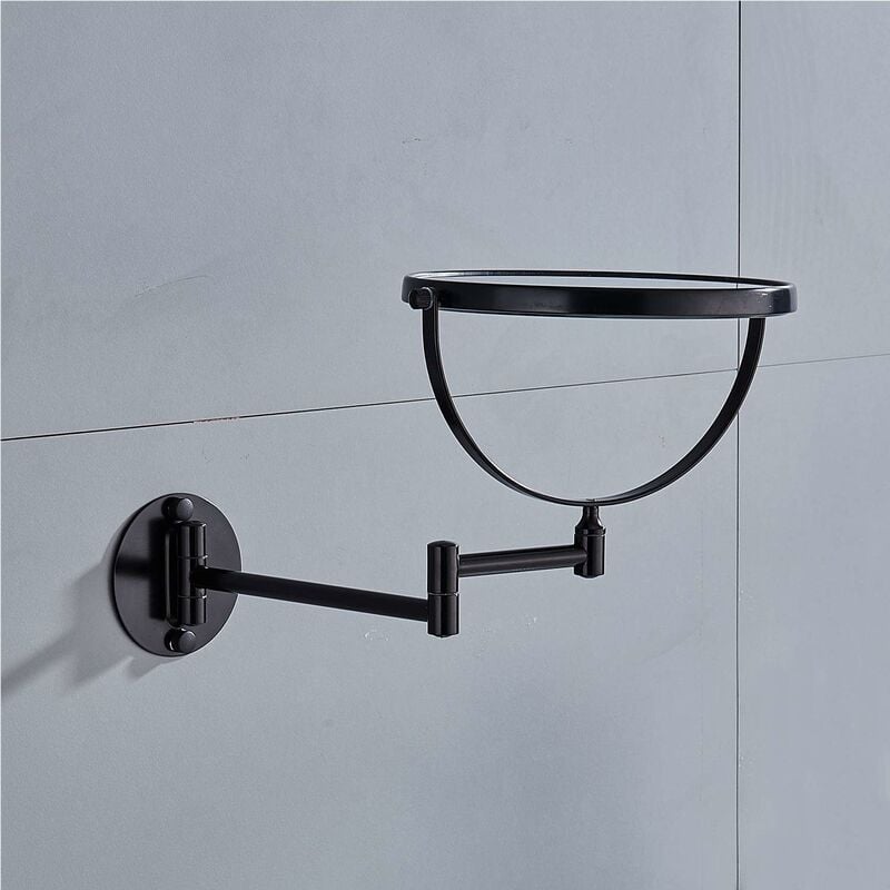 Wall Mounted Makeup Mirror 20cm Black 3 Pack 360 Rotatable Extendable Double Mirror V1188-TAL-912M-0310