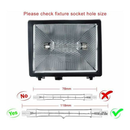 R7S Halogen Bulb 5 Pack 118mm 200W 230V Dimmable for Construction Floodlights Landscape and Living Room V1188-TAL-912M-0535