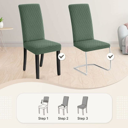 Stretch Dining Chair Covers 4 Pieces Green Washable Removable Universal Chair Covers V1188-TAL-912M-0549