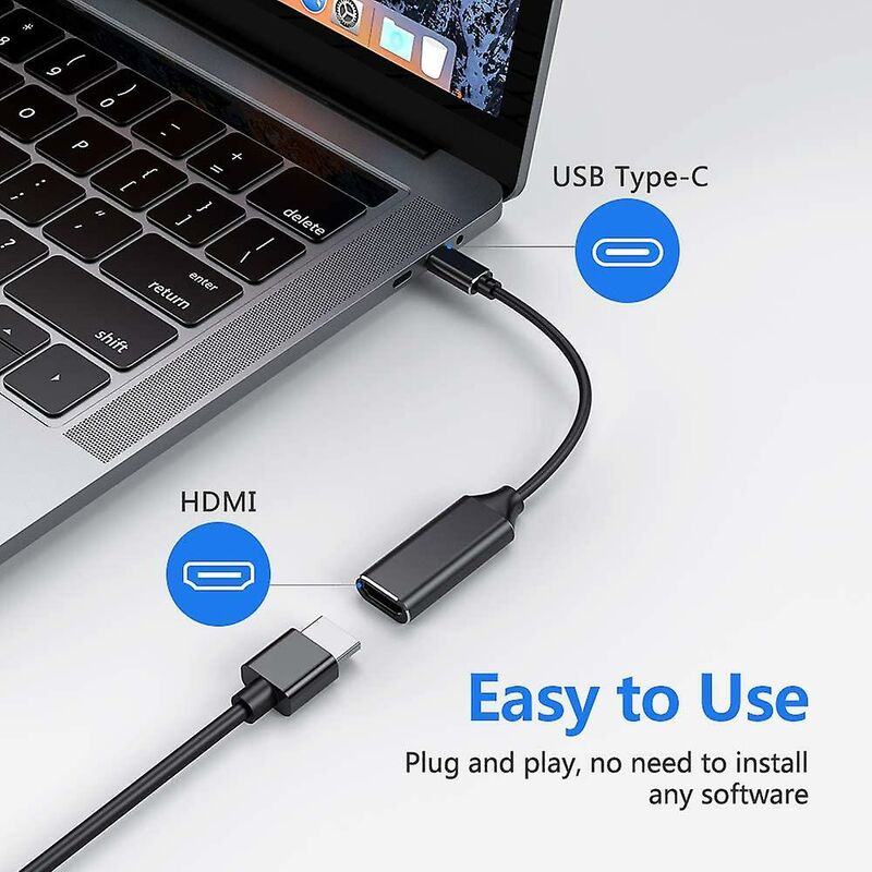 4K HDMI to USB C Adapter with Audio Video Output MacBook iPad Pro Samsung Huawei Compatible with Mate 20 Black V1188-TAL-912M-3582