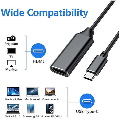 4K HDMI to USB C Adapter with Audio Video Output MacBook iPad Pro Samsung Huawei Compatible with Mate 20 Black V1188-TAL-912M-3582