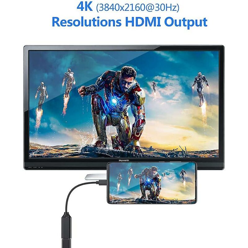 4K HDMI to USB C Adapter with Audio Video Output MacBook iPad Pro Samsung Huawei Compatible with Mate 20 Black V1188-TAL-912M-3582