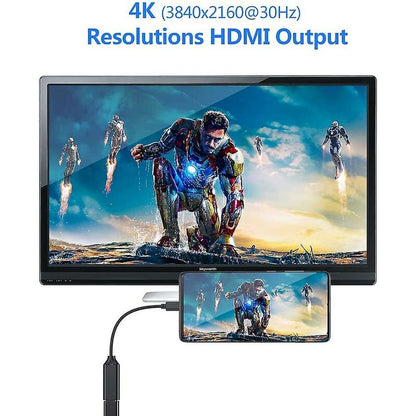 4K HDMI to USB C Adapter with Audio Video Output MacBook iPad Pro Samsung Huawei Compatible with Mate 20 Black V1188-TAL-912M-3582