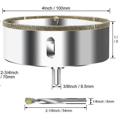Diamond Hole Saw 100mm with Centering Drill Tile Cutter V1188-TAL-L92-01374
