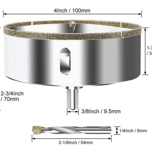 Diamond Hole Saw 100mm with Centering Drill Tile Cutter V1188-TAL-L92-01374