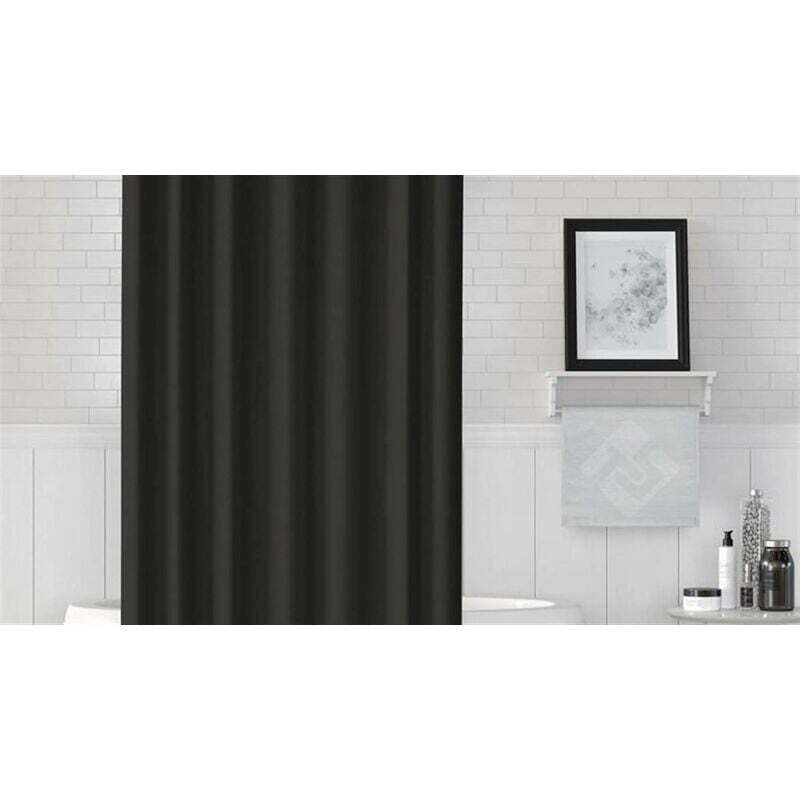 Shower Curtain 120x200 cm Black Waterproof Anti-Mildew Polyester with Hooks Included V1188-TAL-M919-0751