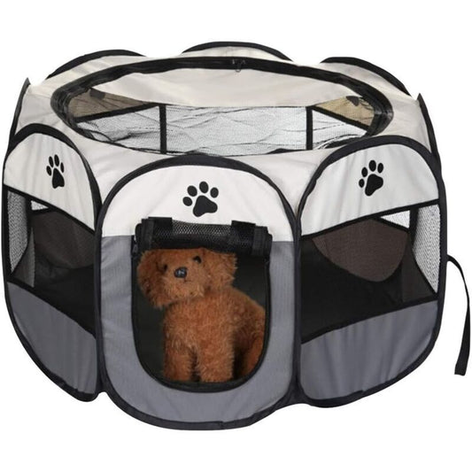 Foldable Playpen for Dogs and Cats Portable Soft Fabric Kennel Indoor Outdoor 74x74x43cm Gray V1188-TAL-MN1022-1603