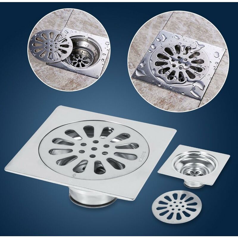 Thick Stainless Steel Floor Drain Anti-odor Square Shower Drain for Bathroom 100 100mm (Style : 3) V1188-TAL-MO-00657
